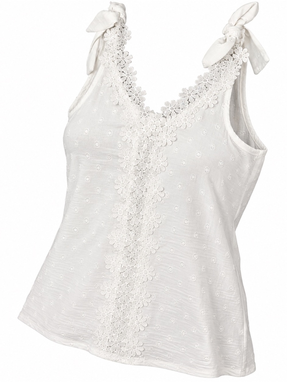 SHEIN White Floral Lace Tie-Strap Tank